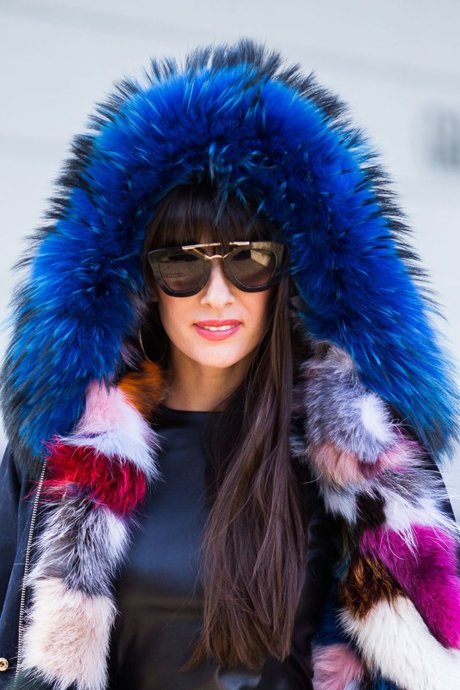 Women Karibu | Genuine Raccoon Fur Hood Trim In Blue * Elizaeshop